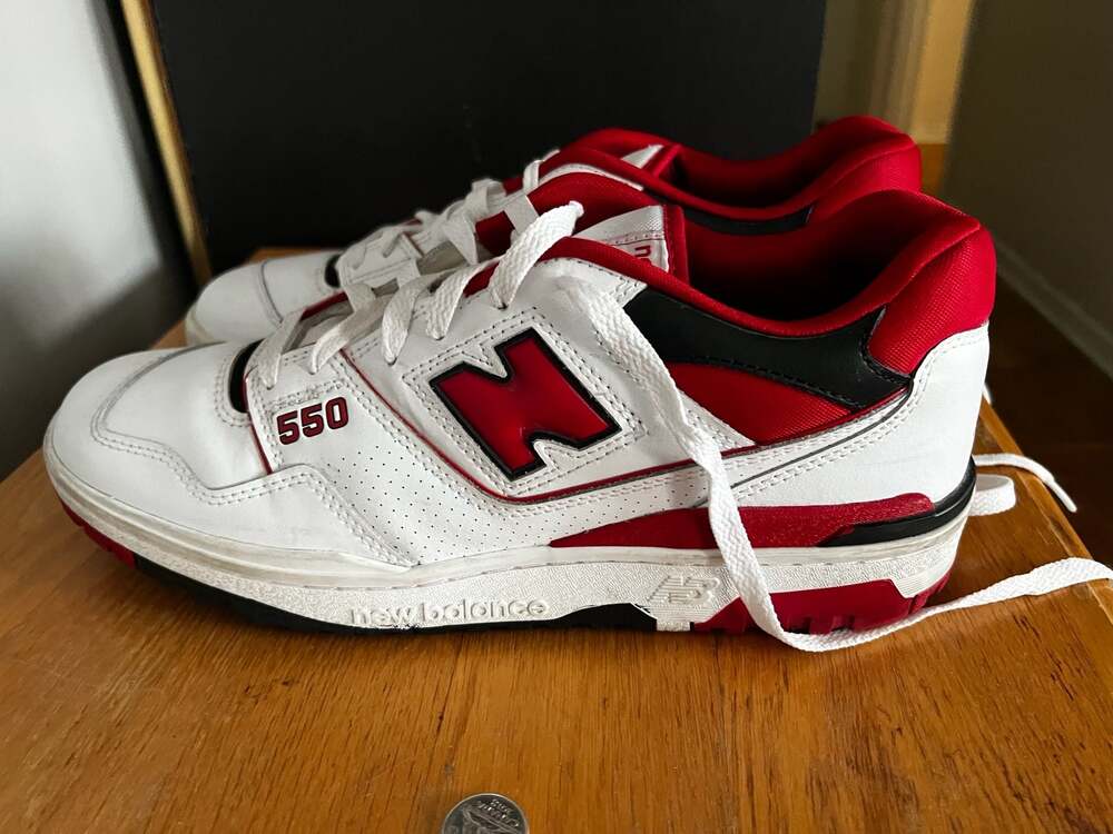 New Balance 550 White Team Red Black Leather Sneakers BB550SE1